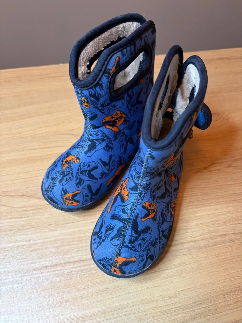 Bogs Kids Blue & Orange Dino Rain Boots 8T
